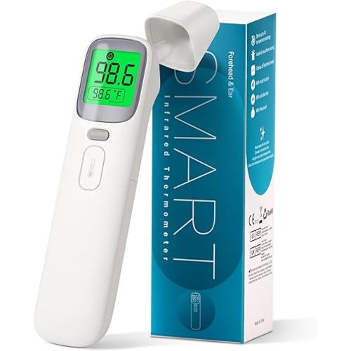 3-in-1 Ear and Forehead Thermometer for Adults Kids with Object Mode Accurate Digital Baby Thermometer Featuri ANG Fever Alarm LCD Screen Silent Mode with Storage Bag White