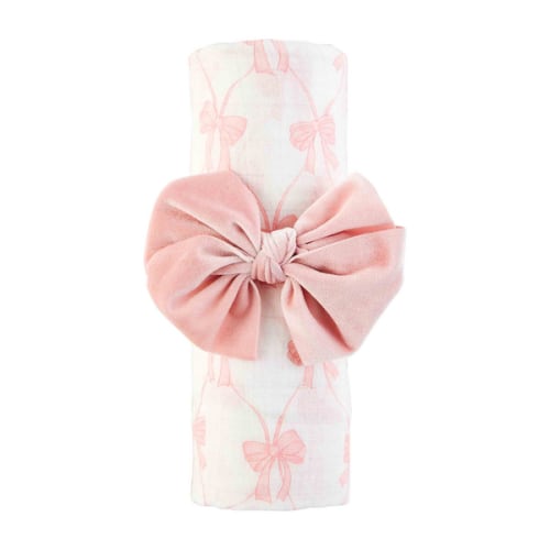 Bow Swaddle and Headband Set | Mud Pie