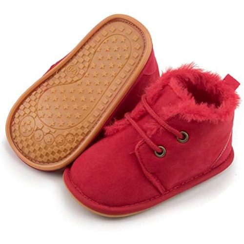 CENCIRILY Baby Booties Newborn Girl Boy shoes Infant Fleece Cozy Fur Lining Winter Warm Ankle Boots Rubber Sole Anti-Slip Prewalker Boots