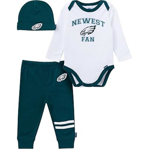 Gerber NFL baby-boys 3-piece Onesie Bodysuit, Active Pant and Cap Set
