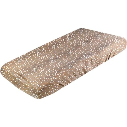Premium Knit Changing Pad Cover by Copper Pearl: Soft, Stylish, and Universal Fit for All Standard Diaper Changing Pads, Trendy Design Changing Pad Covers, Fawn