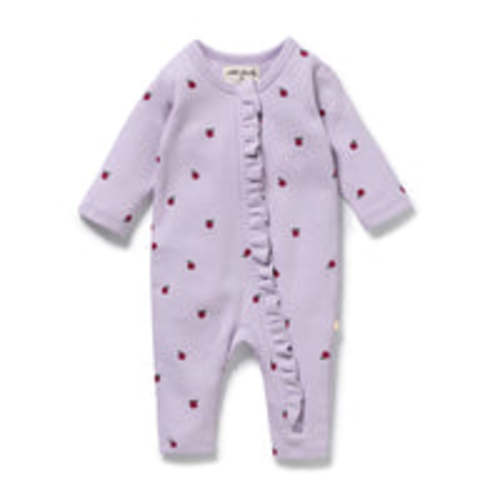 Wilson & Frenchy Berry Plums Organic Waffle Ruffle Zipsuit
