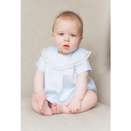 French Handsewn and Hand-Embroidered Round Collar Heirloom Bubble, French Construction Techniques, Portrait Bubble, Romper
