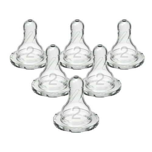 Dr. Brown's Level 2 Medium Flow Baby Bottle Nipple, 3m+, 100% Silicone, Anti-Colic, Breast-like, 6 Pack