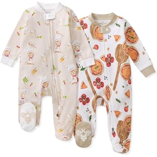 Burt's Bees Baby Boys' Organic Cotton, Sleep and Play Footed Pajamas