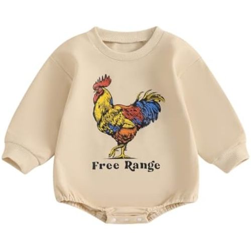 Pudcoco Infant Baby Boys Girls Farm Animal Outfit Long Sleeve Sweatshirt Romper Jumpsuit Fall Clothes