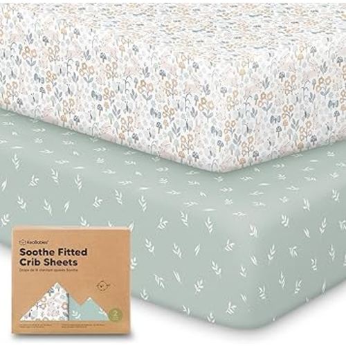 KeaBabies 2-Pack Organic Crib Sheets for Boys, Girls - 52x28 Fitted Crib Mattress Sheet Neutral, Breathable Jersey Cotton Cover for Baby Bed, Toddler Mattress, Soft & Cute Prints (Prairie)
