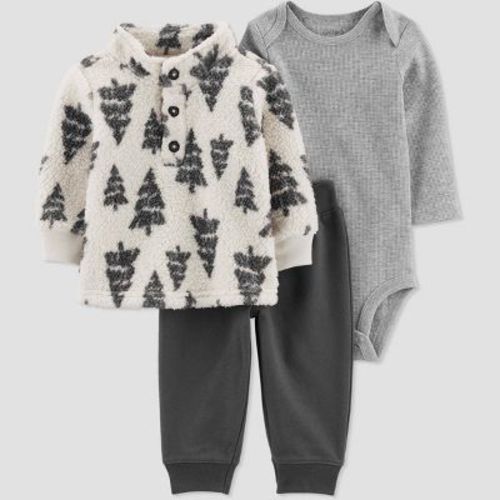 Carter's Just One You®️ Baby Boys' Trees Pullover & Bottom Set - Cream/Navy Blue, Size: 3M