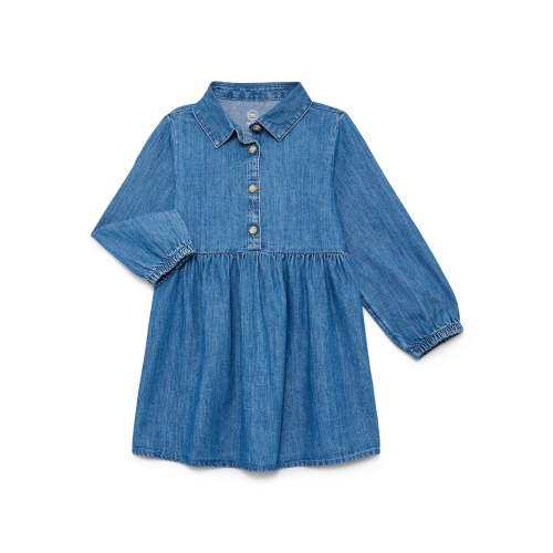 Wonder Nation Toddler Girls' Denim Shirtdress with Long Sleeves, Sizes 12M-5T