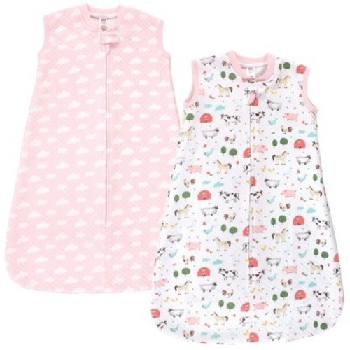 Hudson Baby Infant Girl Premium Quilted Sleeveless Sleeping Bag and Wearable Blanket, Girl Farm Animals, Size: 0-6 months