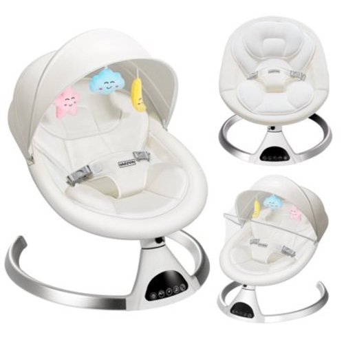 HARPPA Electric Baby Swing for Infants with Bluetooth Music, 5 Sway Speed, Remote Control, White