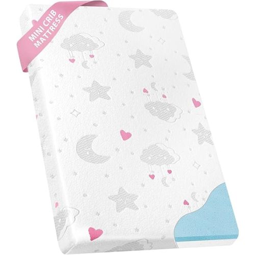 Pack and Play Mattress - 38"x26"x3'' Pack N Play Mattress Pad with Breathable Removable Cover - Dual-Sided Memory Foam Baby Crib Mattresses for Toddlers