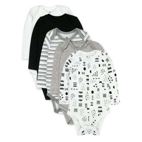 Honest Baby Clothing Organic Cotton Baby Long Sleeve Bodysuits, 5-Pack, Sizes Newborn-24 Months