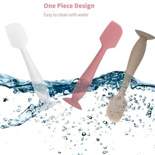 3 Pack Baby Diaper Cream Spatula Applicator, Soft Silicone Butt paste Spatula Diaper Cream Brush with Suction Cup Base (White, Red, Gray) - White+Red+Gray