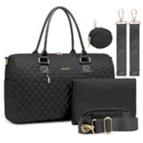 LOVEVOOK Quilted Diaper Tote Bag 19.3x11.8x8.66 inches Waterproof with Multiple Pockets and Accessories