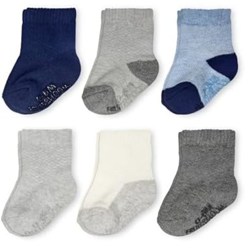 Fruit of the Loom All Weather Baby & Toddler Socks - Cotton Crew Socks with Grips for Boys, Girls and Unisex