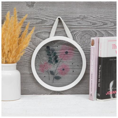 Pink Floral Print Framed Wall Decor