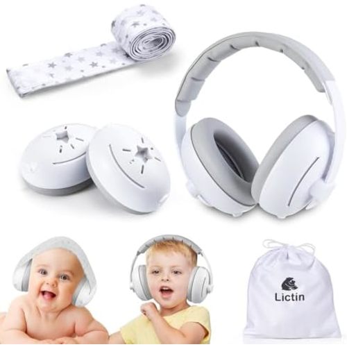 Lictin 2-in-1 Baby Earmuffs Noise Protection, Infant Noise Cancelling Headphones, Star Noise Reduction Earmuffs for Babies