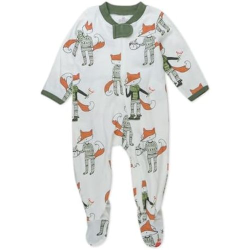 HonestBaby Baby Holiday Sleep & Play Footed One-Piece Pajama Sleeper 100% Organic Cotton