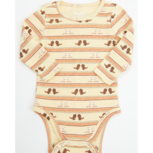 Wrangler Infant Boys' Cowboy Boot Long Sleeve Snap Onesie