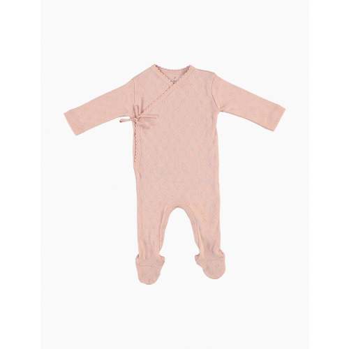 Bebe Heart Wrap Overall in Blush Heart Pointelle