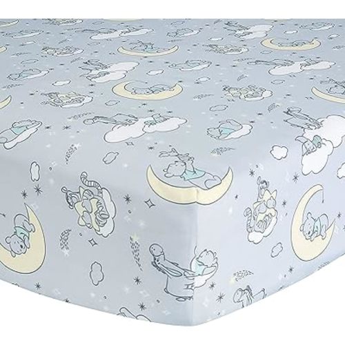 Lambs & Ivy Disney Baby Cozy Friends Winnie The Pooh Gray Fitted Crib Sheet