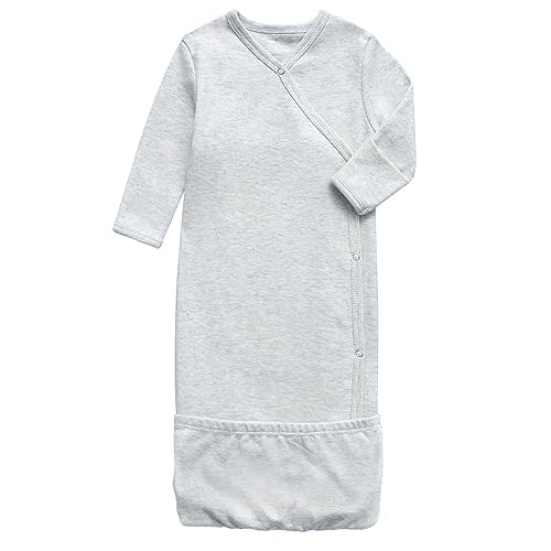O2 BABY 100% Organic Cotton Kimono Gown with Mittens & Fold-Over Pouch