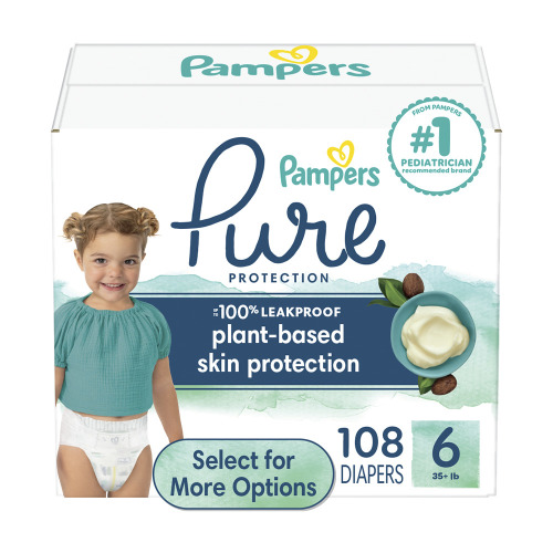 Pampers Pure Diapers Size 6, 108 Count (Select for More Options)