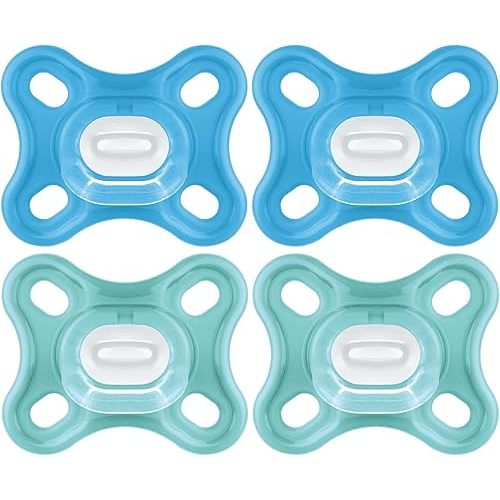 MAM Comfort Baby Pacifiers, Lightweight One-Piece Full Silicone Binky for Newborns 0-3 Months, BPA-Free Nipple, Easy to Clean Pacifier, Best for Breastfed Babies, with Sterilizer Case, 4 Count Binkies