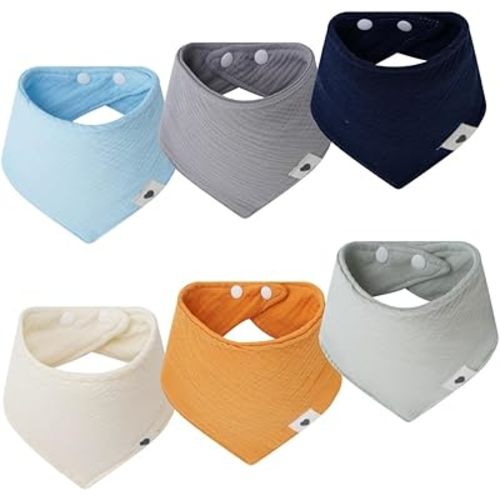 Baby Muslin Bandana Bibs baby Drool Bibs 6Pack 100% Cotton Ultra Soft Super Absorbent Bandana Bibs for Unisex Boys Girls