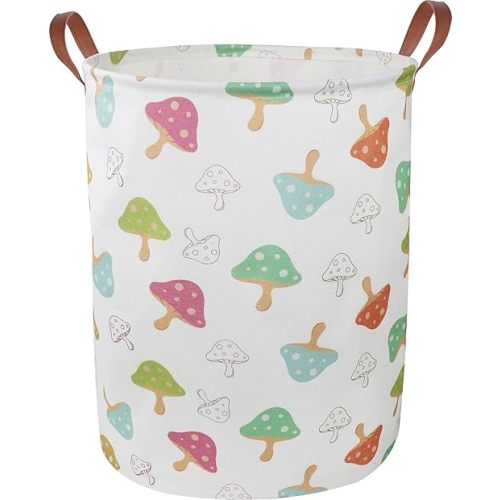CLOCOR Baby Laundry Basket,Collapsible Kids Toys Storage Baskets,Nursery Hamper for Boys and Girls,Jungle Bedroom Decor,Gift Basket(Mushroom