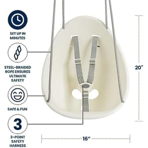 Swurfer Coconut Toddler Swing – Comfy Baby Swing Outdoor, 3- Point Adjustable Safety Harness, Secure, Safe Quick Click Locking System, Blister-Free Rope, Easy Installation, Ages 6-36 Months