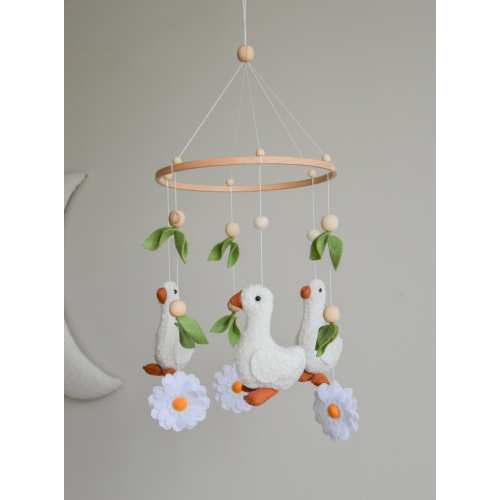 Goose nursery baby mobile, Daisy mobile, Neutral baby mobile, Duck nursery baby mobile, Duck baby crib mobile, Baby shower gift, Flowers