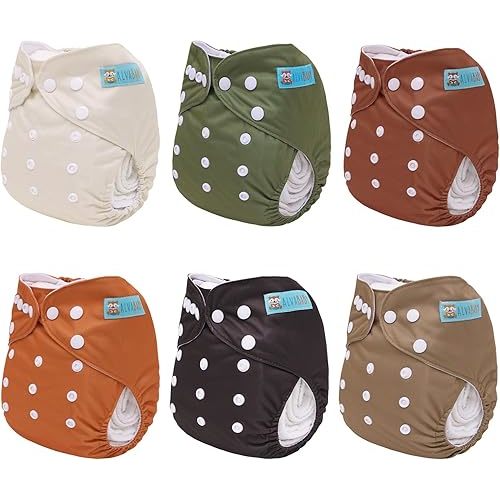ALVABABY Baby Cloth Diaper 6 Pack with 12 Inserts One Size Cloth Diaper Covers Adjustable Washable Reusable for Baby Girls and Boys