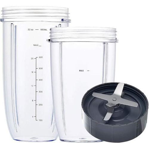 Blender Cups for Nutribullet, 32oz & 24oz Cups with Replacement Extractor Blade, Compatible with Nutri Bullet 600W/900W Blenders (3 PCS)
