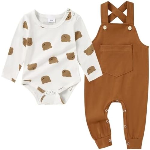 YUEMION Baby Boy Clothes Newborn Infant Boy Outfits 2Pcs Stripe Top Romper Pants Set 0-24 Months Overalls Toddler Boy Clothes