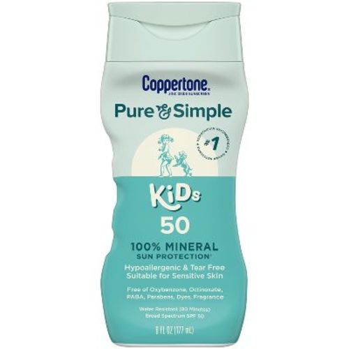 Coppertone Pure and Simple Kids Mineral Sunscreen Lotion - SPF 50 - 6 fl oz