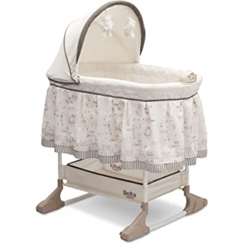Delta Children Rocking Bedside Bassinet - Portable Crib with Lights Sounds and Vibrations, Play Time Jungle