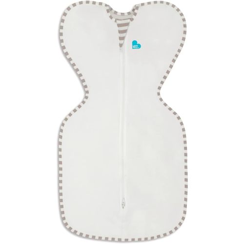 Love To Dream Swaddle UP Organic, Baby Sleeping Bag, Fabric for Moderate Temp (20-24°C), Arms Up Position, Baby Essentials for Newborn, Hip-Healthy, Twin Zipper for Easy Nappy Changes, 3.5-6kg, Cream