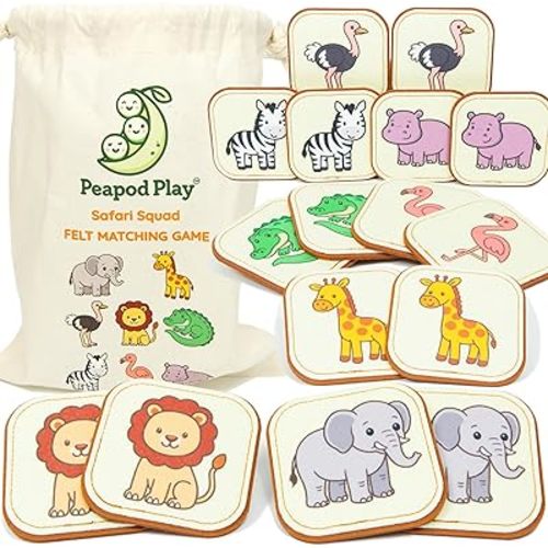 Felt Safari Matching Game for Toddlers – Wild Animal Memory Game & Flash Cards – Soft and Safe for Ages 1+ – Montessori Preschool Learning Activity – Educational Safari Toy for Boys & Girls