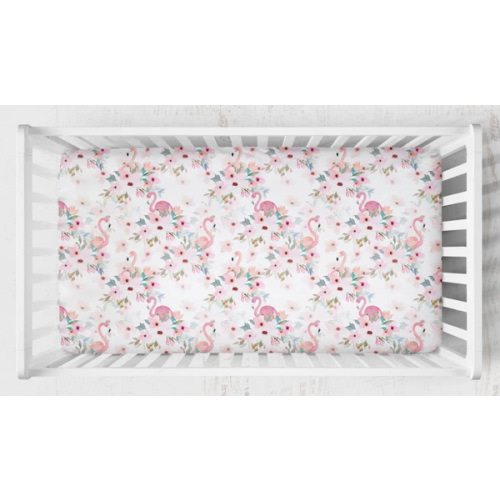 Flamingo Floral Crib Sheet