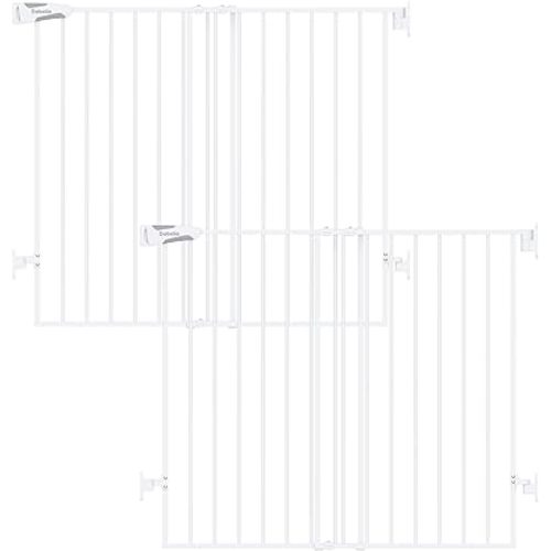 Babelio Baby Gate for Stairs, Kitchen & Doorways, No Bottom Bar| Easy Install| One-Handed Operation| Auto-Close| Hardware Mount Safety Dog Gate (White - B17, 34" H, 26-43" W-Standard 2 Pcs)