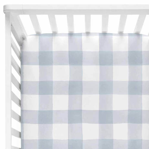 Dusty Blue Gingham Crib Sheet