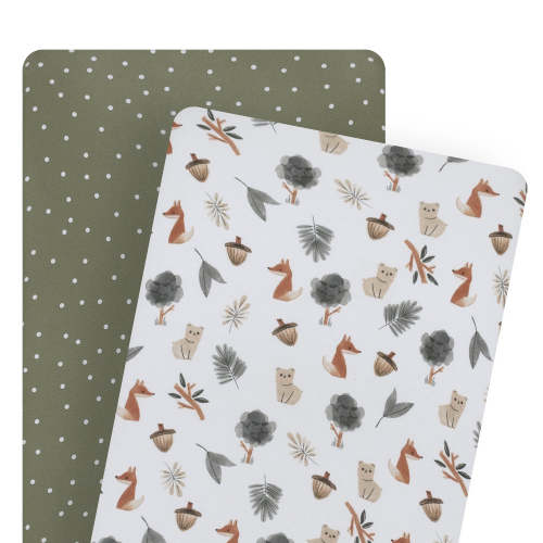 2 Pack Jersey Bedside Sleeper Fitted Sheet - Forest Retreat