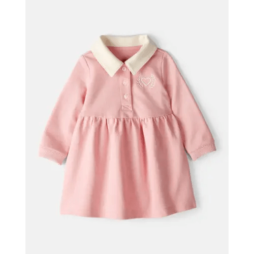 Baby Girl Polo Collared Cotton Dress - Pink | Carter's