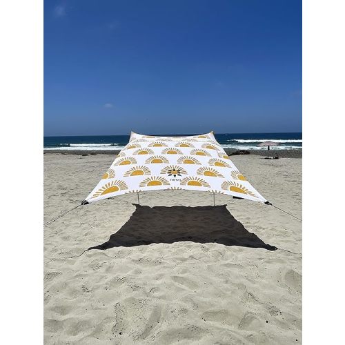 Neso Tents Beach Tent with Sand Anchor, Portable Canopy Sunshade - 7' x 7' - Patented Reinforced Corners (Sunshine)