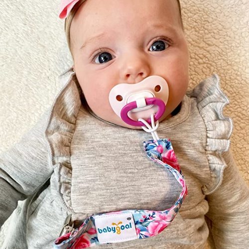 Babygoal Floral Pacifier Clips, 6 Pack Binky Paci Holder Clips and Leash for Boys and Girls Fits for Most Pacifier, Binkie Styles & Baby Teethers & Toys and Gift 6PS16 - Flower sea