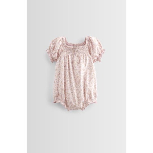 Print Smocked Bubble Romper, 9M