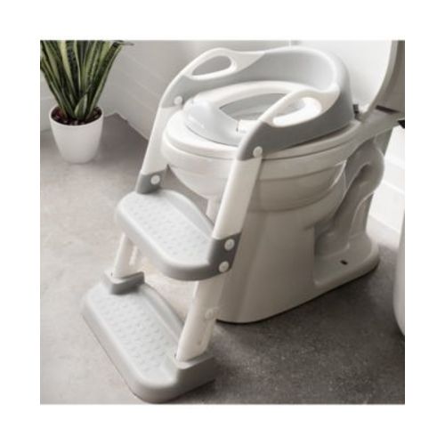 Potty Training Seat with 2 Step Ladder for Toddlers - Soft Cushioned Seat & Splash Guard, Adjustable Height