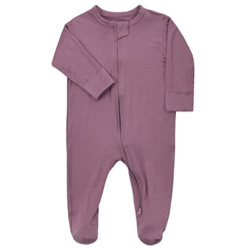 Aablexema Baby Footie Pajamas Zipper - Rayon from Bamboo Infant Footed Pjs with Mittens Sleepwear Jammies